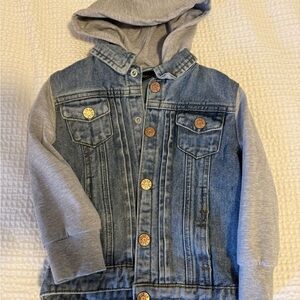 Little Bipsy Blue Denim Jacket with Gray Hood